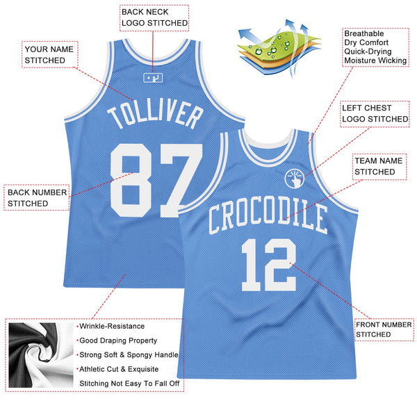 Custom Light Blue White Authentic Throwback Basketball Jersey alternate