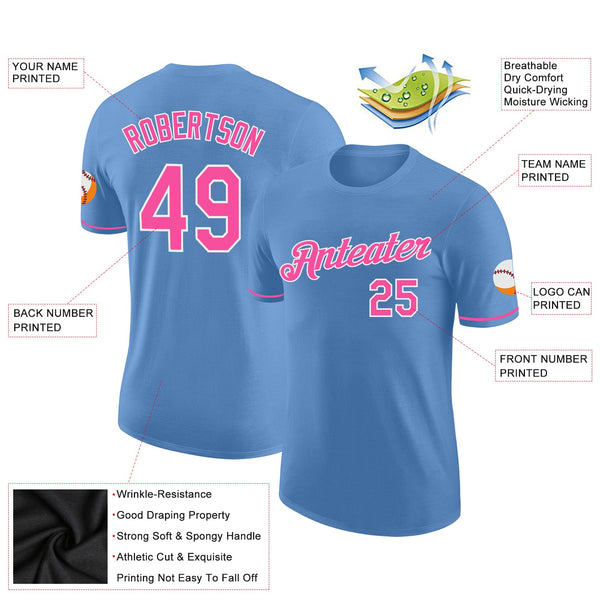 Custom Light Blue Pink-White Performance T-Shirt alternate