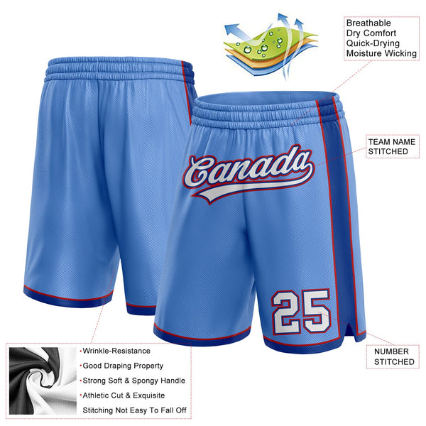 Custom Light Blue White Royal-Red Authentic Basketball Shorts alternate