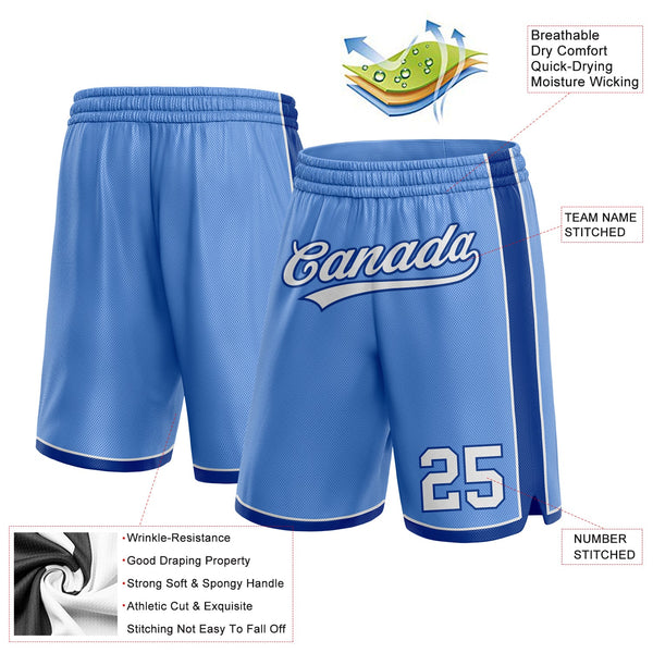 Custom Light Blue White-Royal Authentic Basketball Shorts alternate