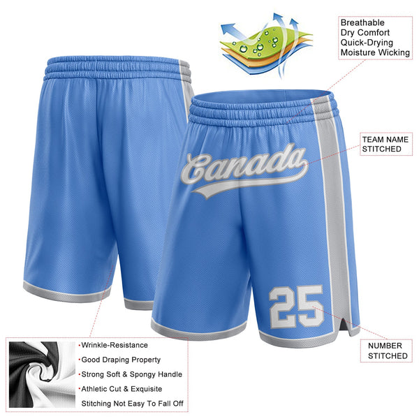 Custom Light Blue White-Gray Authentic Basketball Shorts alternate
