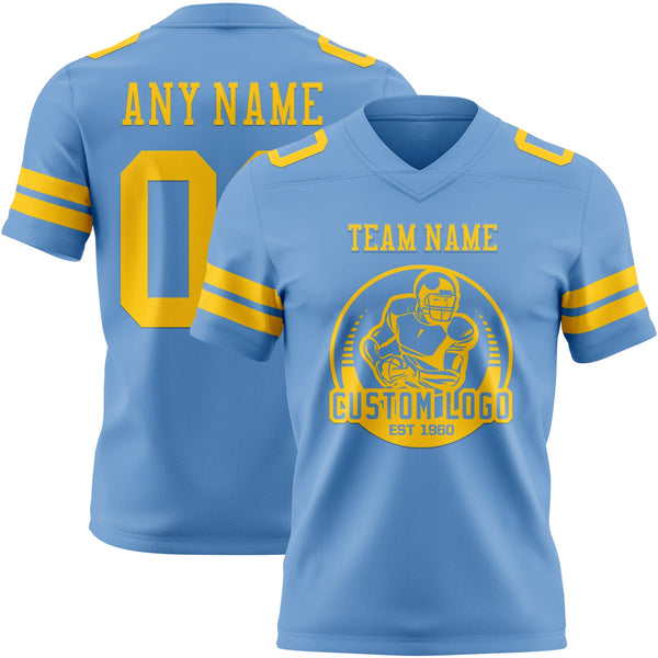 Custom Light Blue Yellow Authentic Football Jersey alternate
