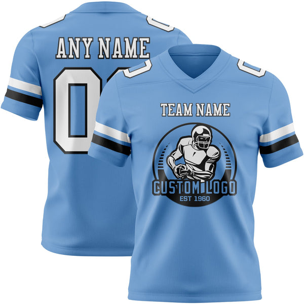 Custom Light Blue White-Black Authentic Football Jersey alternate