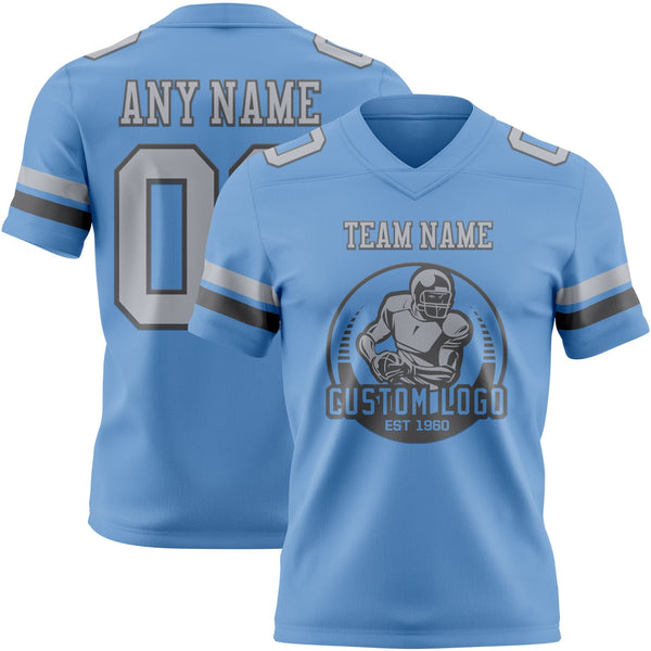 Custom Light Blue Gray-Steel Gray Authentic Football Jersey alternate