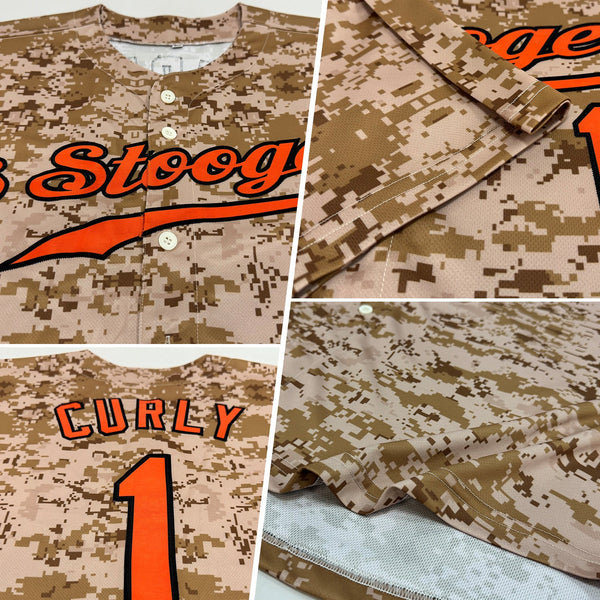 Custom Camo Orange-Black Authentic Salute To Service Baseball Jersey alternate