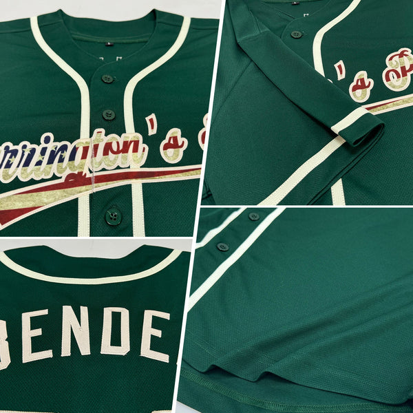 Custom Green Vintage USA Flag-Cream Authentic Baseball Jersey alternate