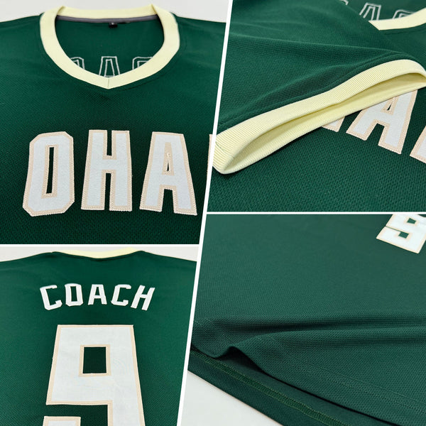 Custom Green White-Cream Authentic Throwback Rib-Knit Baseball Jersey Shirt alternate