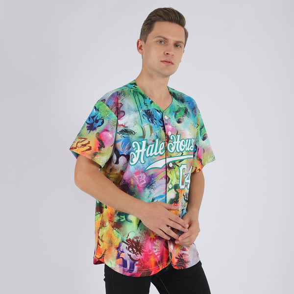 Custom Scratch Graffiti Pattern White-Kelly Green 3D Authentic Baseball Jersey alternate