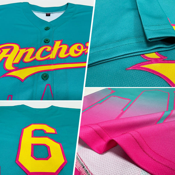 Custom Aqua Yellow-Pink 3D San Diego City Edition Fade Fashion Authentic Baseball Jersey alternate