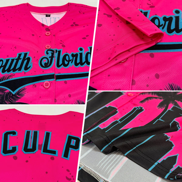 Custom Pink Lakes Blue-Black 3D Miami Palm Trees City Edition Authentic Baseball Jersey alternate