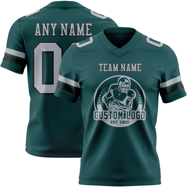 Custom Midnight Green Gray-Black Authentic Football Jersey alternate