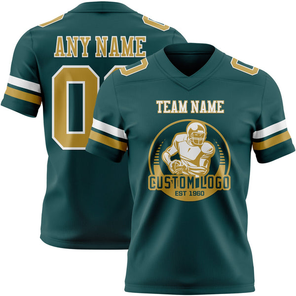 Custom Midnight Green Old Gold-White Authentic Football Jersey alternate