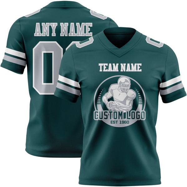 Custom Midnight Green Gray-White Authentic Football Jersey alternate