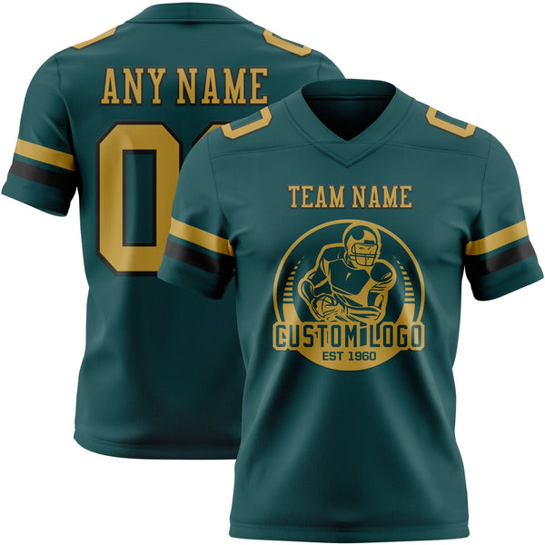 Custom Midnight Green Old Gold-Black Authentic Football Jersey alternate