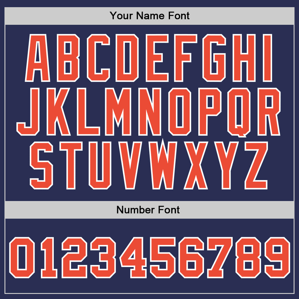 Custom Navy Orange-White Authentic Throwback Basketball Jersey - Front