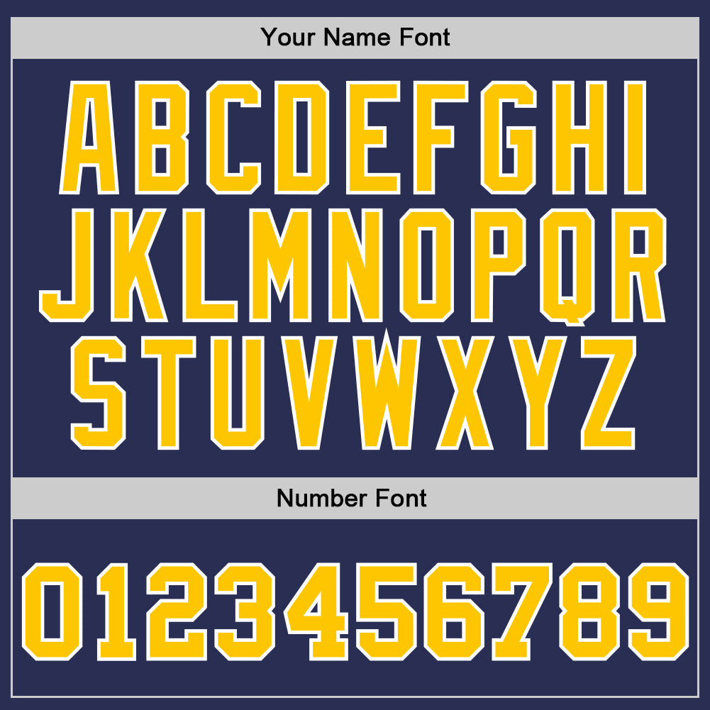 Custom Navy Gold-White Authentic Throwback Basketball Jersey - Front