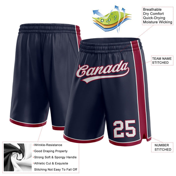 Custom Navy White-Maroon Authentic Basketball Shorts alternate