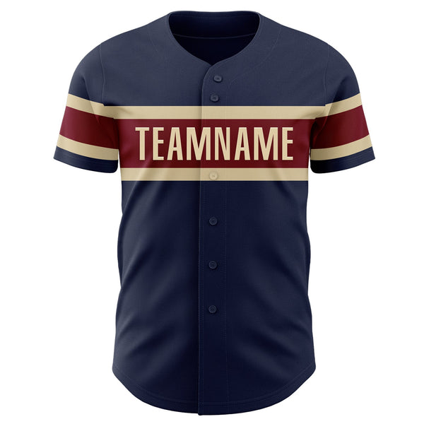 Custom Navy Vintage USA Flag Cream-Crimson Authentic Baseball Jersey alternate