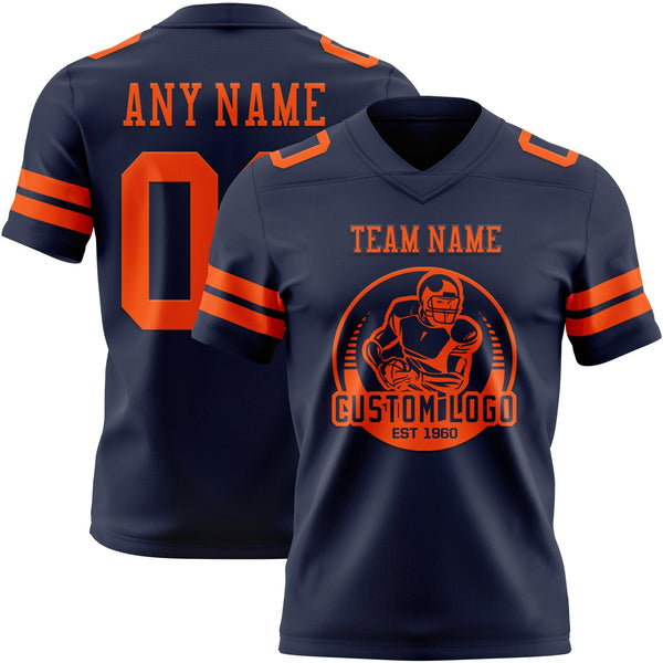 Custom Navy Orange Authentic Football Jersey alternate