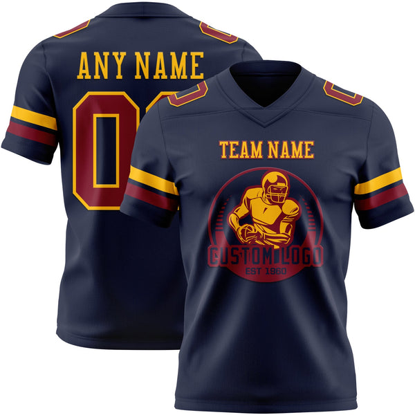 Custom Navy Crimson-Gold Authentic Football Jersey alternate