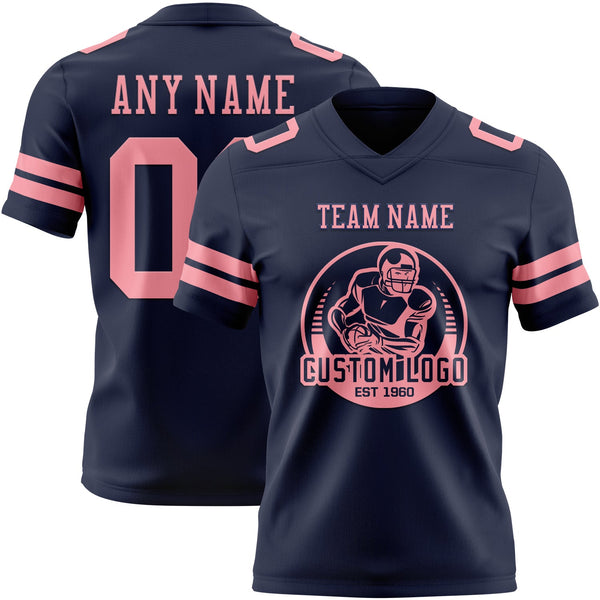Custom Navy Medium Pink Authentic Football Jersey alternate