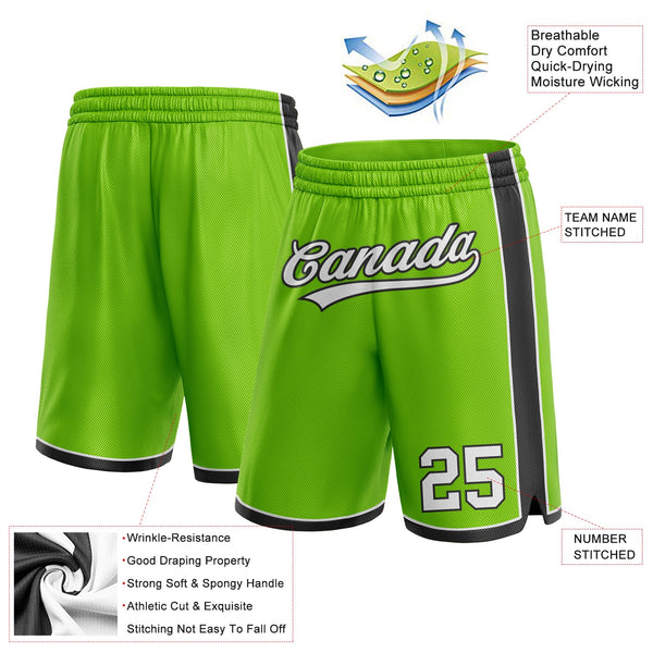 Custom Neon Green White-Black Authentic Basketball Shorts alternate