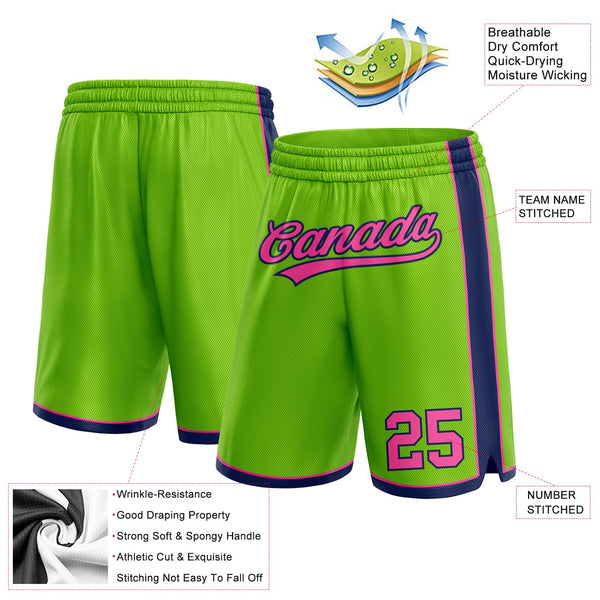 Custom Neon Green Pink-Navy Authentic Basketball Shorts alternate