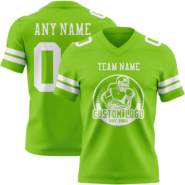 Custom Neon Green White Authentic Football Jersey alternate