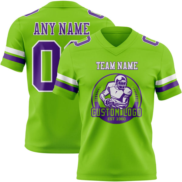Custom Neon Green Purple-White Authentic Football Jersey alternate