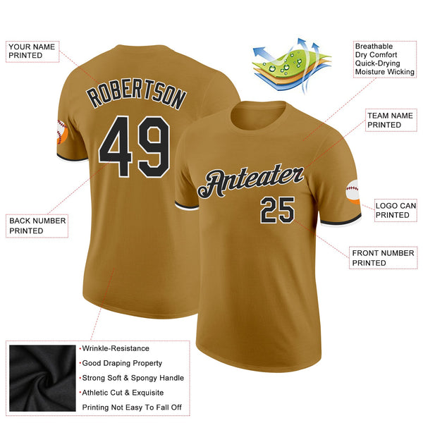 Custom Old Gold Black-White Performance T-Shirt alternate