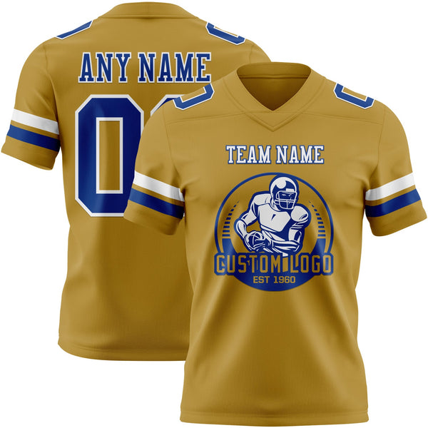 Custom Old Gold Royal-White Authentic Football Jersey alternate