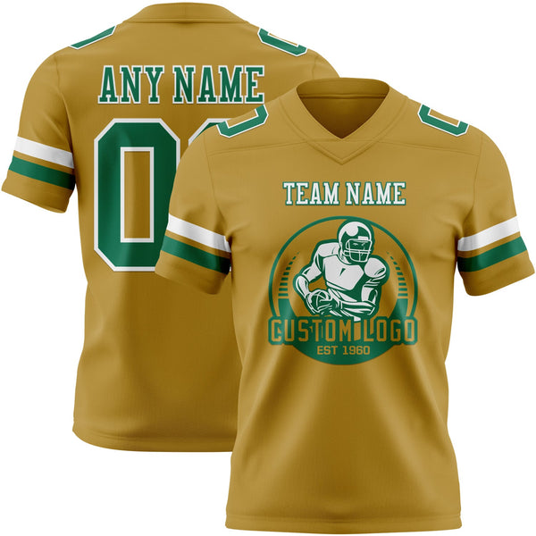 Custom Old Gold Kelly Green-White Authentic Football Jersey alternate