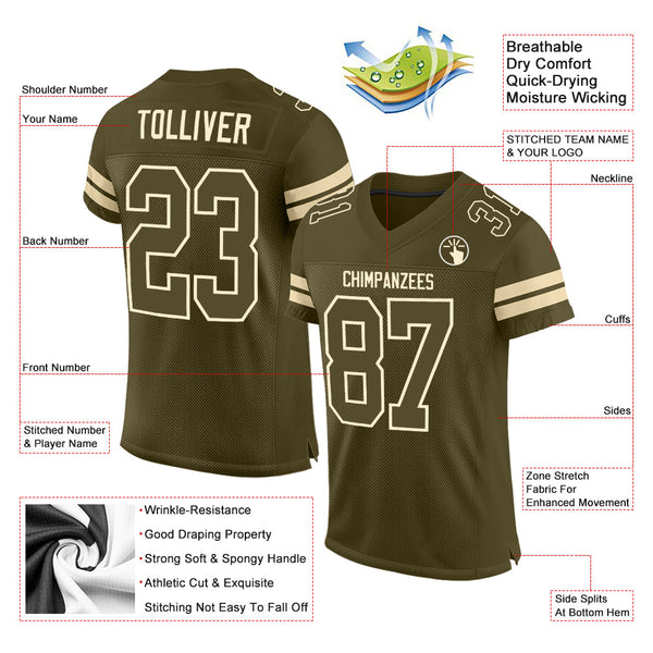 Custom Olive Olive-Cream Mesh Authentic Salute To Service Football Jersey alternate