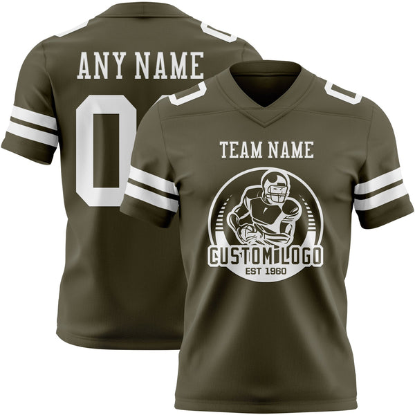 Custom Olive White Authentic Salute To Service Football Jersey alternate