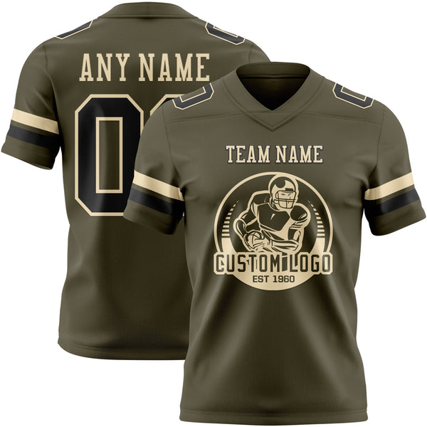 Custom Olive Black-Cream Authentic Salute To Service Football Jersey alternate