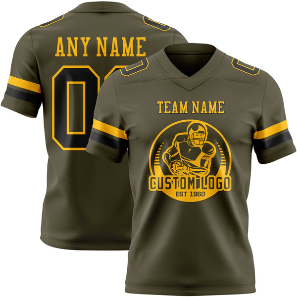 Custom Olive Black-Gold Authentic Salute To Service Football Jersey alternate