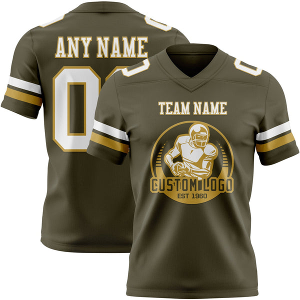 Custom Olive White-Old Gold Authentic Salute To Service Football Jersey alternate