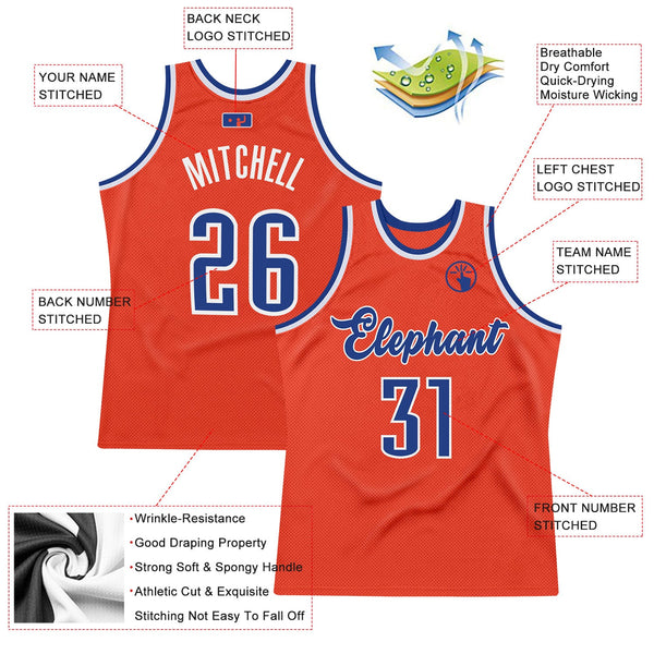 Custom Orange Royal-White Authentic Throwback Basketball Jersey alternate