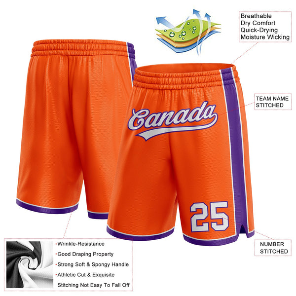 Custom Orange White-Purple Authentic Basketball Shorts alternate