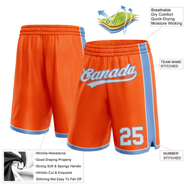 Custom Orange White-Light Blue Authentic Basketball Shorts alternate