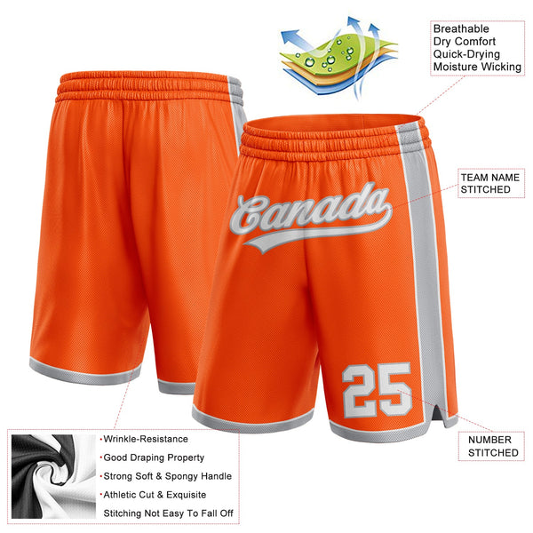 Custom Orange White-Gray Authentic Basketball Shorts alternate
