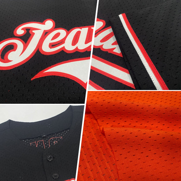 Custom Orange Vintage USA Flag-Black Mesh Authentic Throwback Baseball Jersey alternate