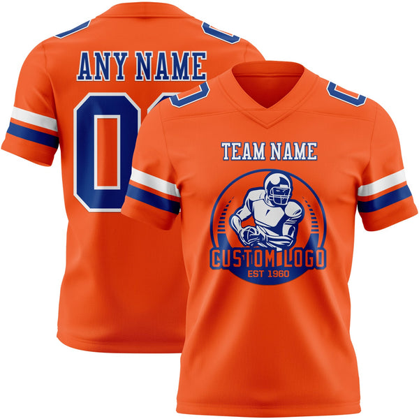 Custom Orange Royal-White Authentic Football Jersey alternate