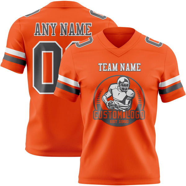 Custom Orange Steel Gray-White Authentic Football Jersey alternate