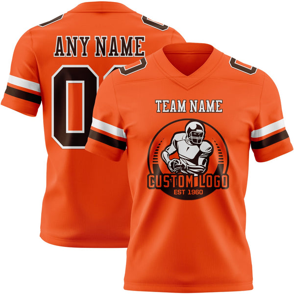 Custom Orange Brown-White Authentic Football Jersey alternate