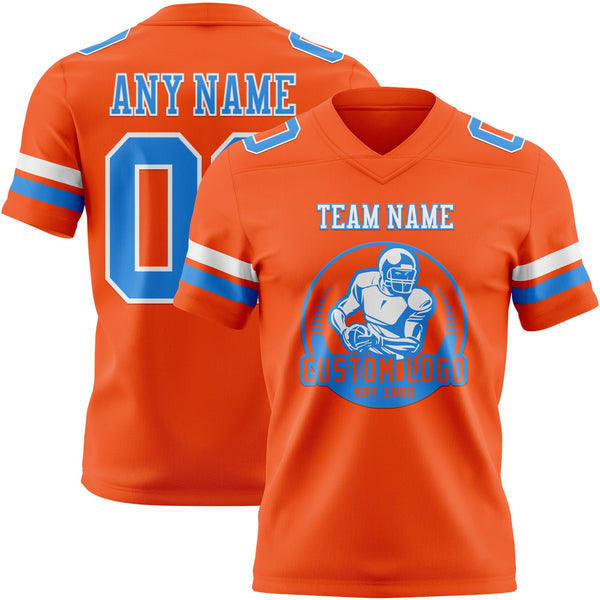 Custom Orange Powder Blue-White Authentic Football Jersey alternate