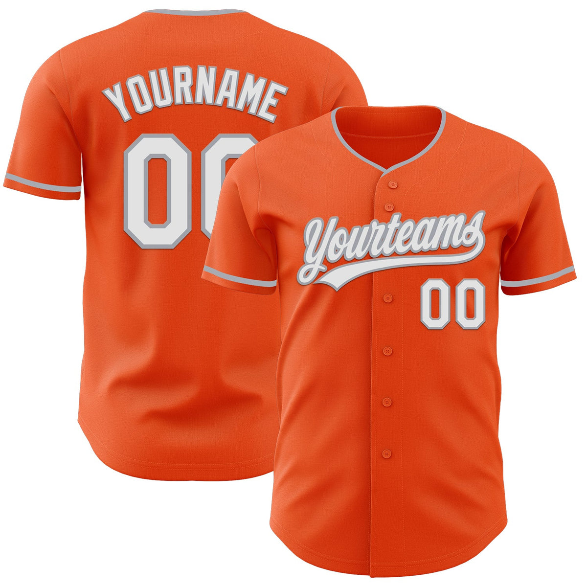 Custom Orange White-Gray Authentic Baseball Jersey