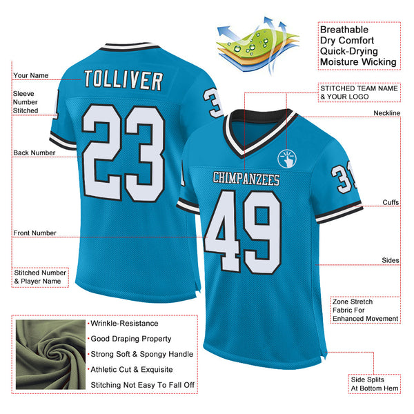 Custom Panther Blue White-Black Mesh Authentic Throwback Football Jersey alternate