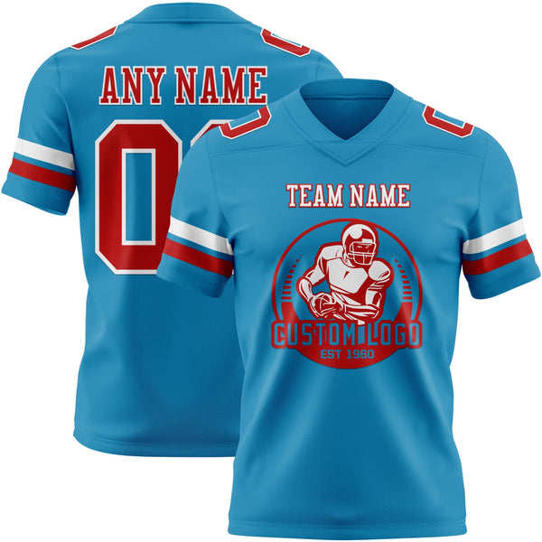 Custom Panther Blue Red-White Authentic Football Jersey alternate