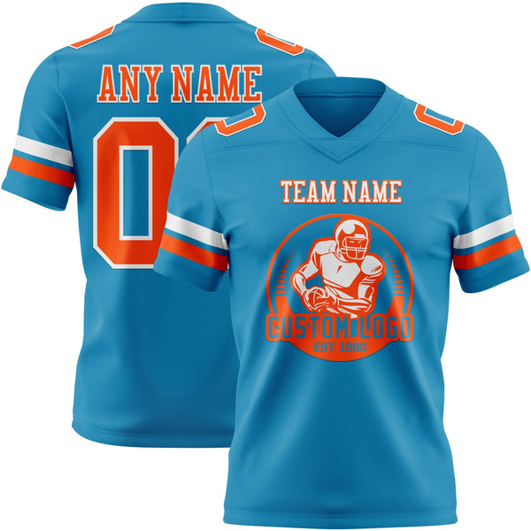 Custom Panther Blue Orange-White Authentic Football Jersey alternate